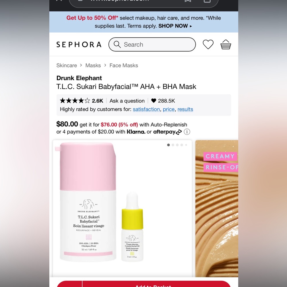 Drunk Elephant T.L.C. Sukari Babyfacial AHA/BHA Face Mask 1.69 Ounces - Picture 4 of 4